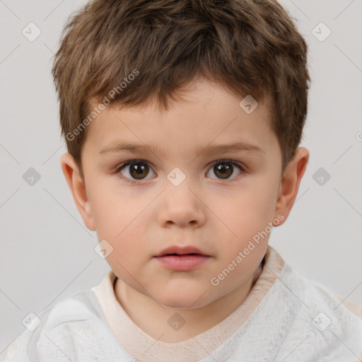 Neutral white child male with short  brown hair and brown eyes