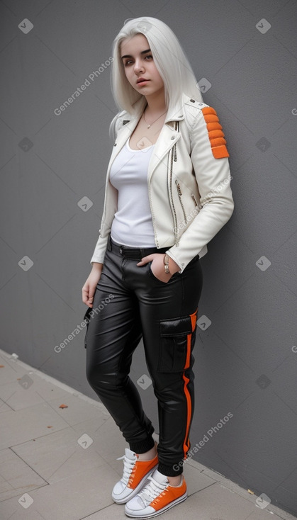 Albanian teenager girl with  white hair