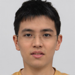 Neutral asian young-adult male with short  brown hair and brown eyes