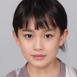 Neutral white child female with medium  brown hair and brown eyes