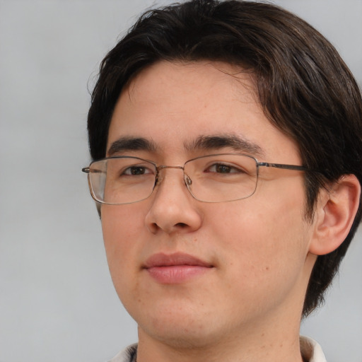 Neutral white young-adult male with medium  brown hair and brown eyes