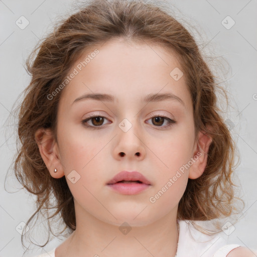 Neutral white child female with medium  brown hair and brown eyes