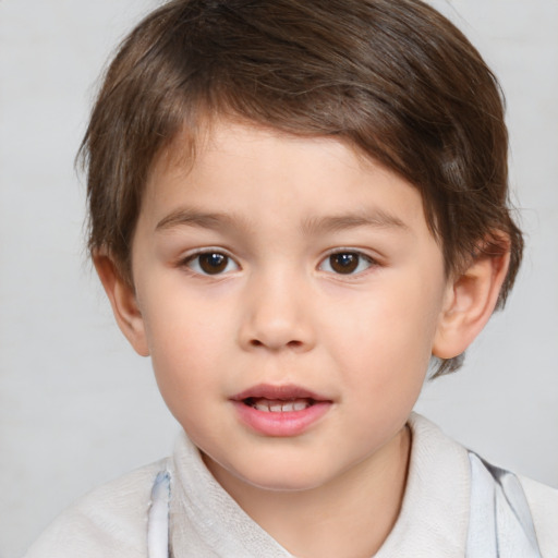 Neutral white child male with short  brown hair and brown eyes