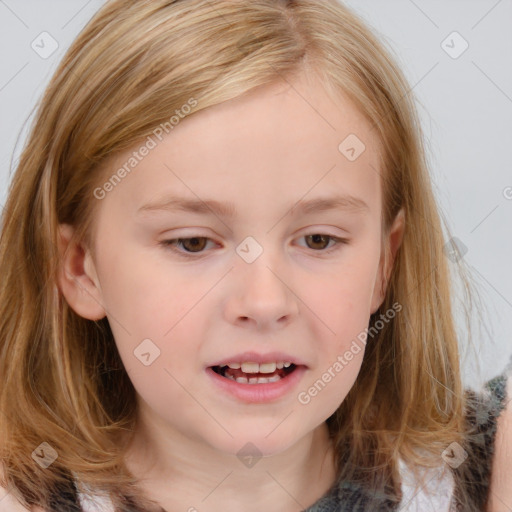 Neutral white child female with medium  brown hair and brown eyes