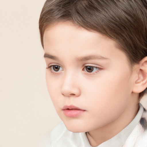 Neutral white child female with short  brown hair and brown eyes