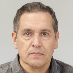 Neutral white middle-aged male with short  brown hair and brown eyes