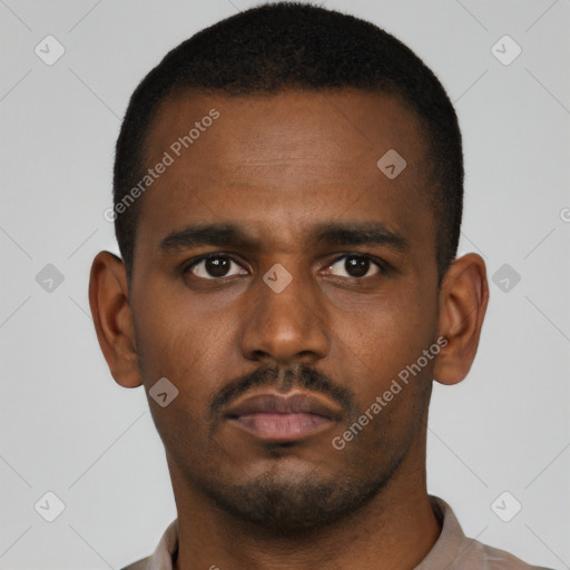 Neutral latino young-adult male with short  brown hair and brown eyes