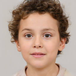 Neutral white child female with short  brown hair and brown eyes