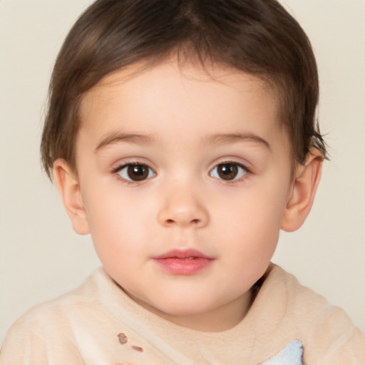 Neutral white child female with short  brown hair and brown eyes