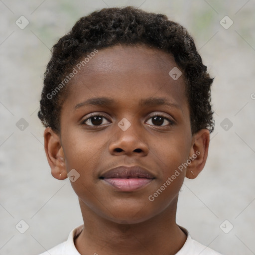 Neutral black child male with short  brown hair and brown eyes