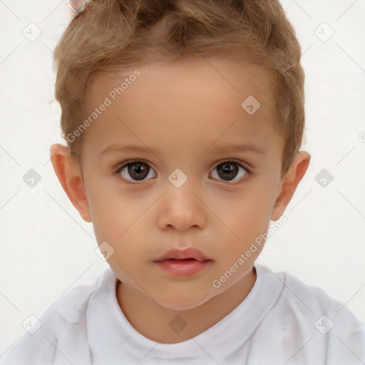 Neutral white child female with short  brown hair and brown eyes