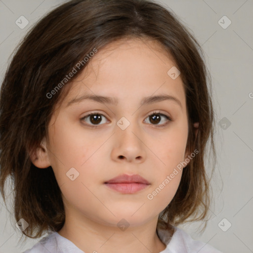 Neutral white child female with medium  brown hair and brown eyes