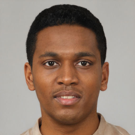 Neutral latino young-adult male with short  brown hair and brown eyes