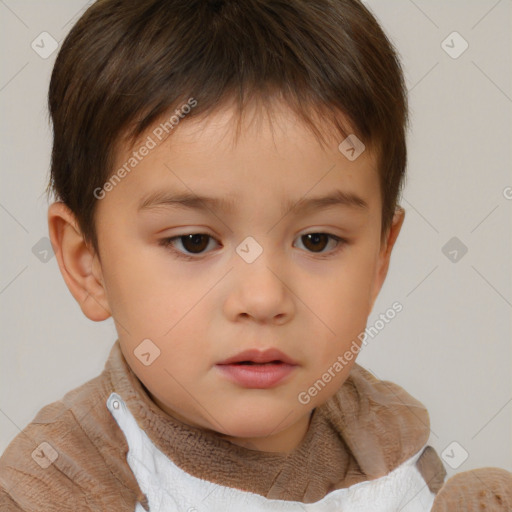 Neutral white child male with short  brown hair and brown eyes