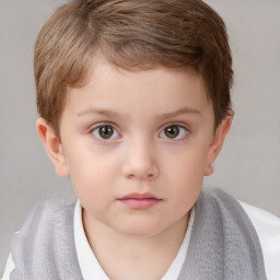 Neutral white child female with short  brown hair and brown eyes