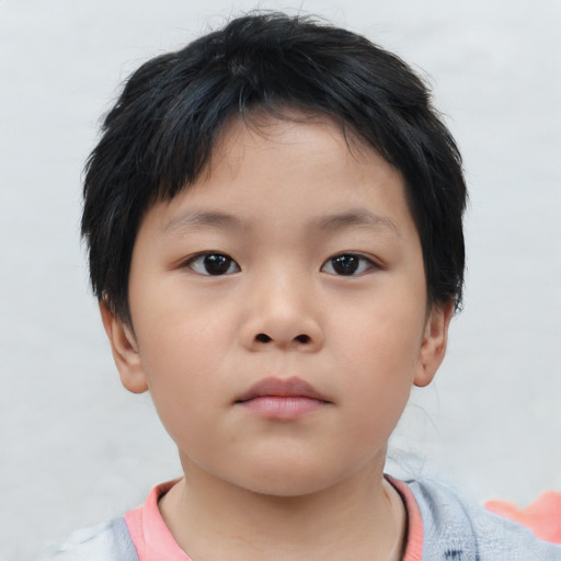 Neutral asian child female with short  brown hair and brown eyes