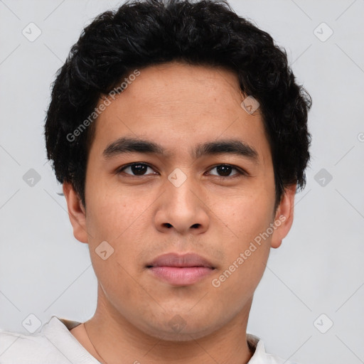 Neutral asian young-adult male with short  brown hair and brown eyes