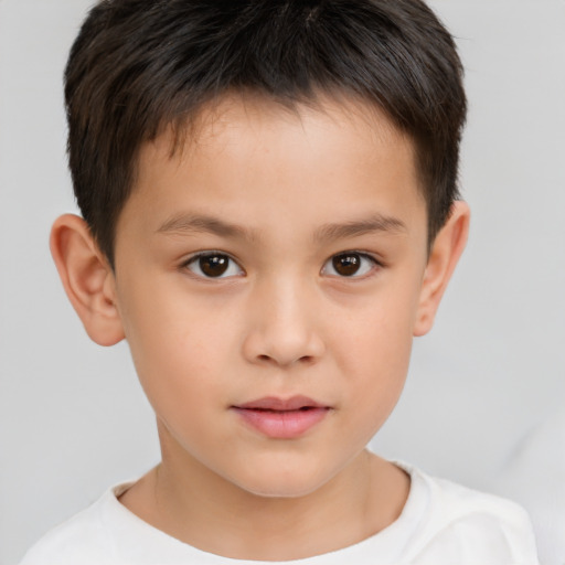 Neutral white child male with short  brown hair and brown eyes