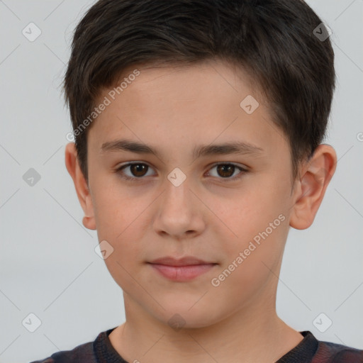 Neutral white child male with short  brown hair and brown eyes