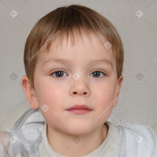 Neutral white child male with short  brown hair and brown eyes