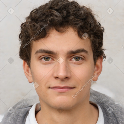 Neutral white child male with short  brown hair and brown eyes