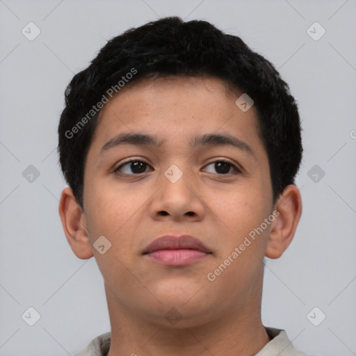 Neutral asian young-adult male with short  brown hair and brown eyes