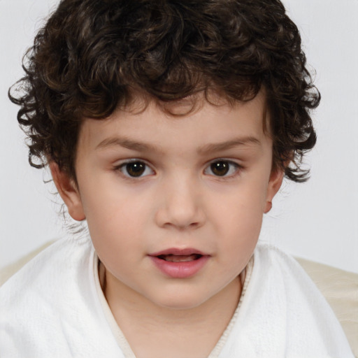 Neutral white child male with short  brown hair and brown eyes