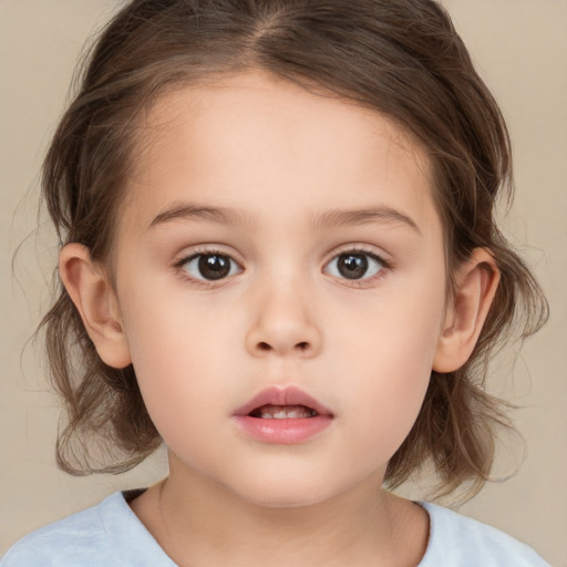 Neutral white child female with medium  brown hair and brown eyes