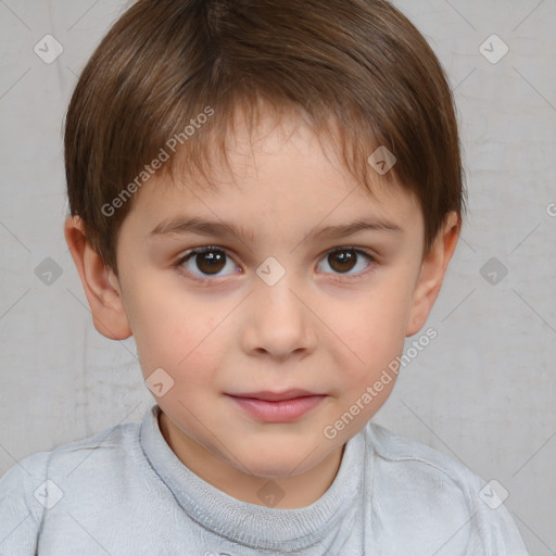 Neutral white child male with short  brown hair and brown eyes