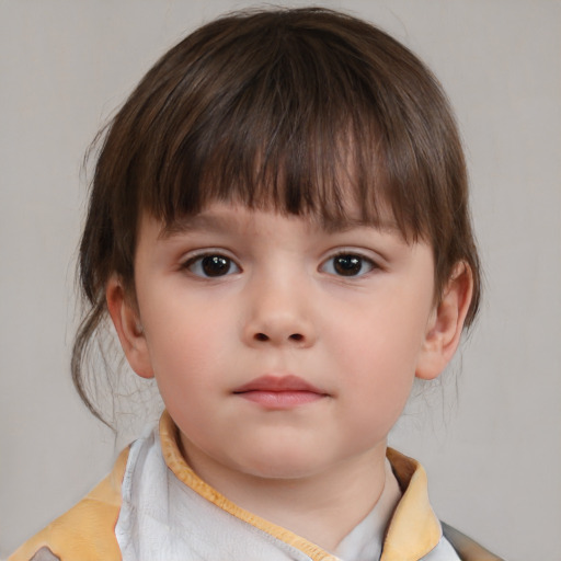 Neutral white child male with medium  brown hair and brown eyes