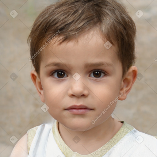 Neutral white child male with short  brown hair and brown eyes