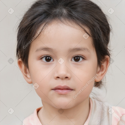 Neutral white child female with medium  brown hair and brown eyes