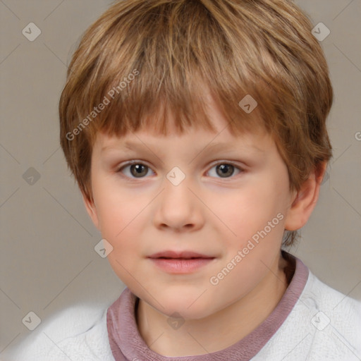 Neutral white child male with short  brown hair and brown eyes