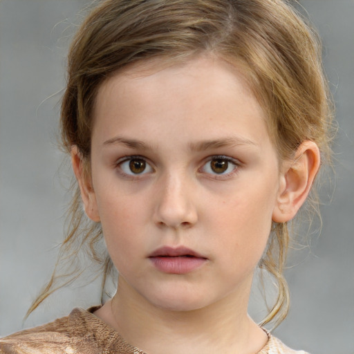 Neutral white child female with medium  brown hair and brown eyes