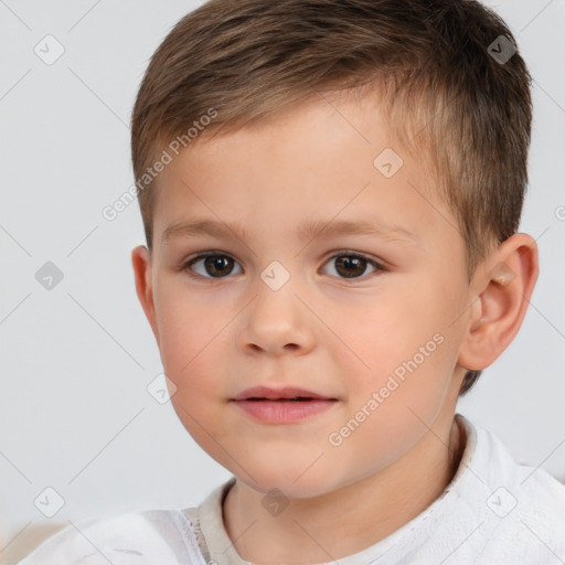 Neutral white child male with short  brown hair and brown eyes