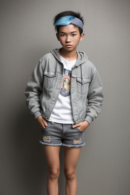 Vietnamese teenager boy with  gray hair