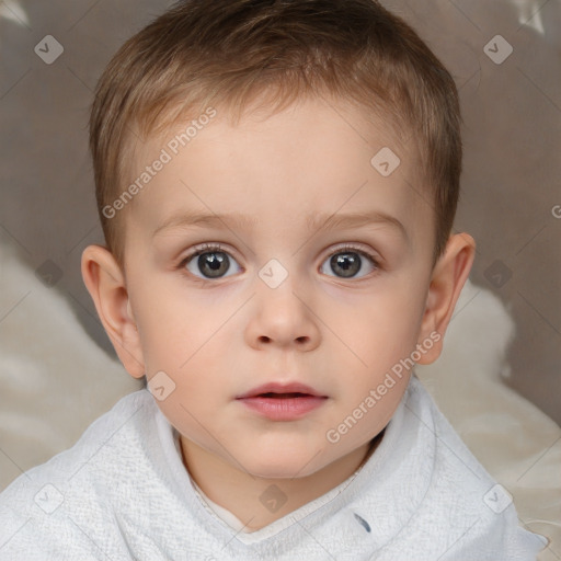 Neutral white child female with short  brown hair and brown eyes