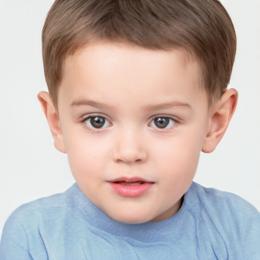 Neutral white child male with short  brown hair and brown eyes