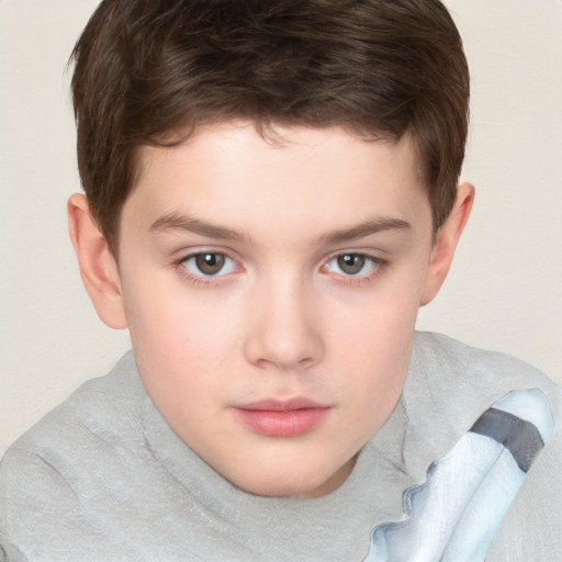 Neutral white child male with short  brown hair and brown eyes