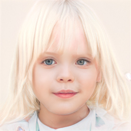 Neutral white child female with medium  blond hair and blue eyes