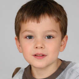 Neutral white child male with short  brown hair and brown eyes