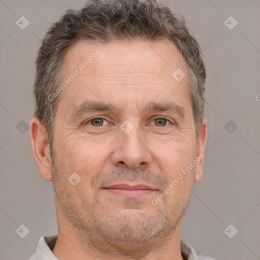 Neutral white adult male with short  brown hair and brown eyes