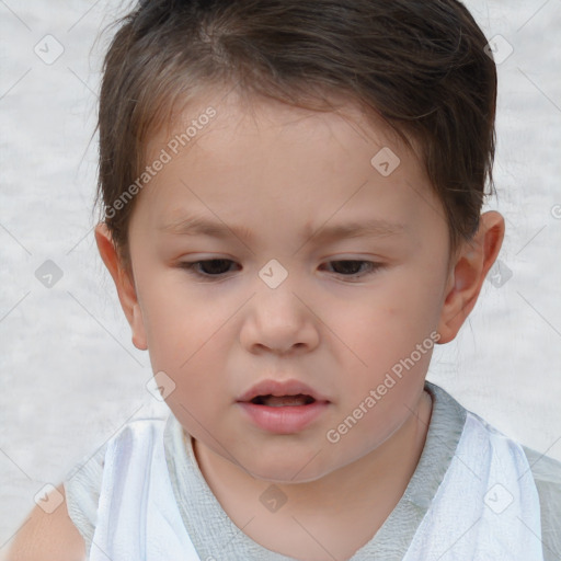 Neutral white child female with short  brown hair and brown eyes