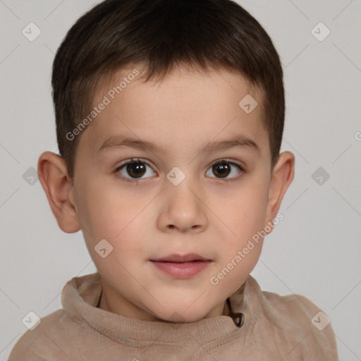 Neutral white child male with short  brown hair and brown eyes