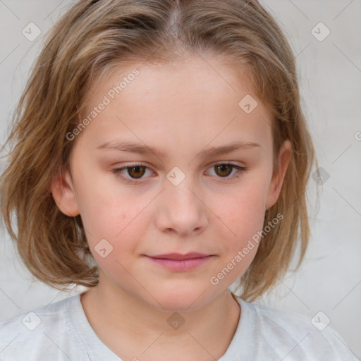 Neutral white child female with medium  brown hair and brown eyes