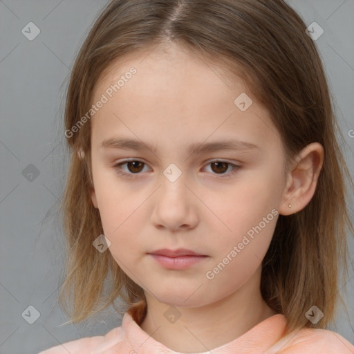 Neutral white child female with medium  brown hair and brown eyes