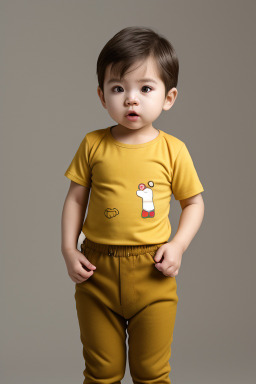 South korean infant boy with  brown hair