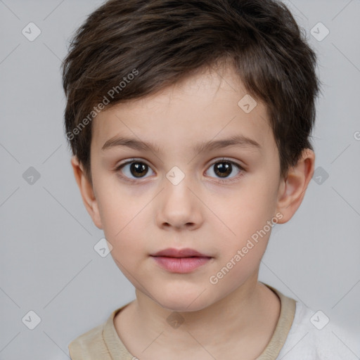 Neutral white child male with short  brown hair and brown eyes