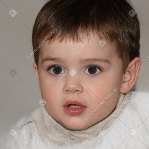 Neutral white child male with short  brown hair and brown eyes