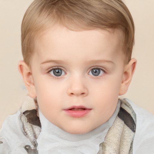 Neutral white child male with medium  brown hair and blue eyes